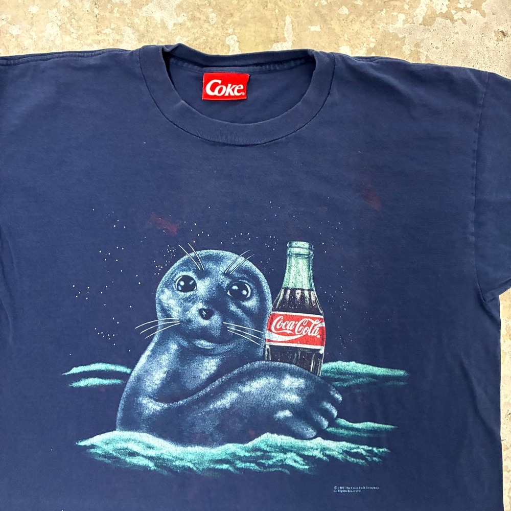 Vintage Coca-Cola Shirt Mens XL USA Blue Coke Seal Promotional Double Sided - Picture 6 of 14